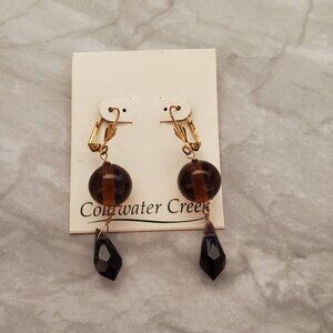 ✨ NWT Vintage 90s 1990s Coldwater Creek Amber Pruple Beaded Drop Dangle Earrings